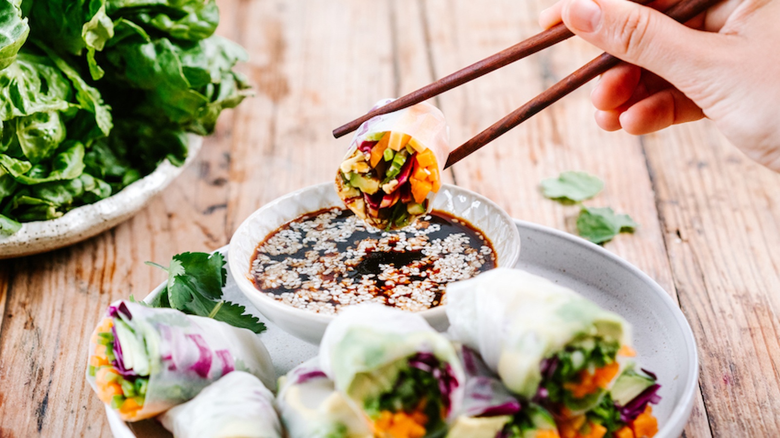 Rice Paper Rolls with Tamari Dipping Sauce