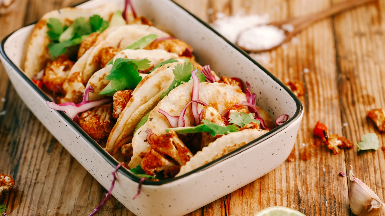 Crunchy Cauliflower Tacos with Zesty Slaw