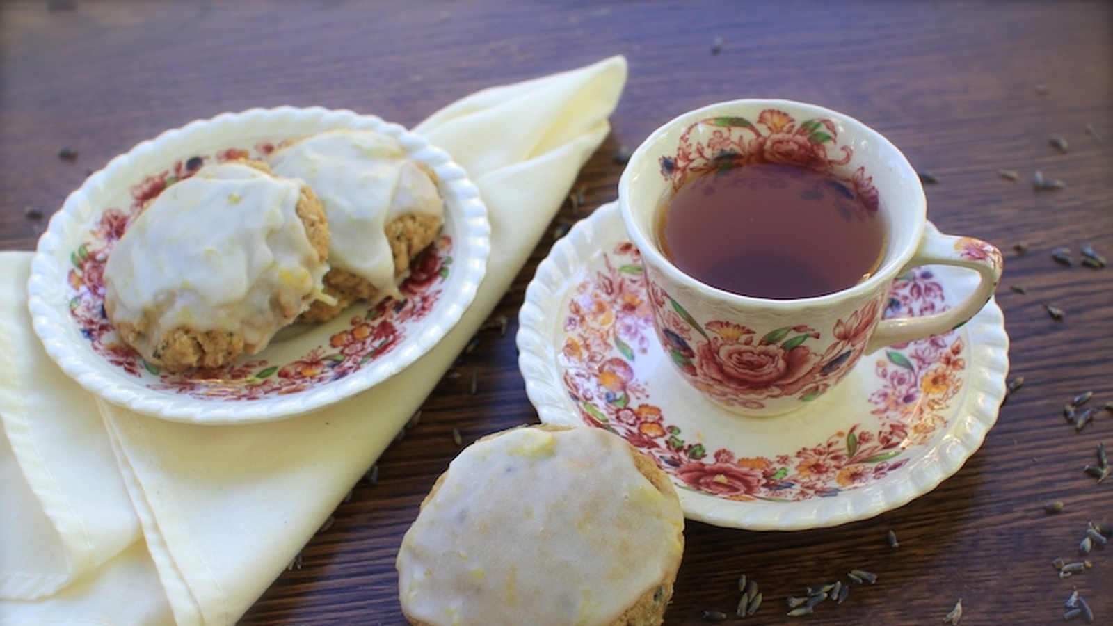 Coconut Lavender Cookies with Lemon Drizzle