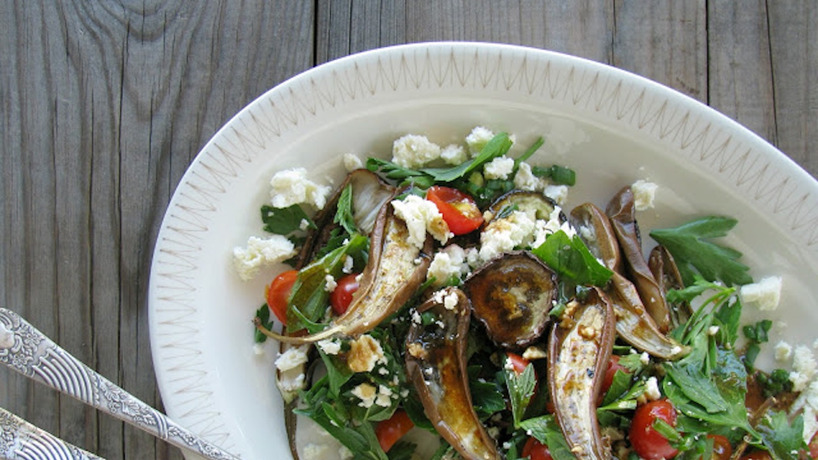 Roast Eggplant, Tomato And Feta Salad (Recipe)