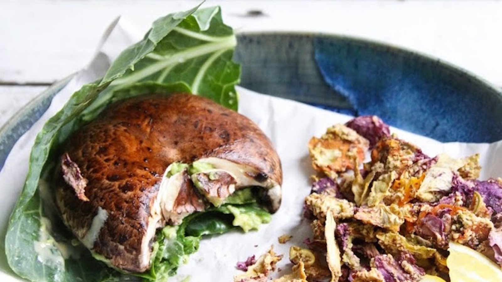 Portobello Burgers With Collard Greens & Guacamole