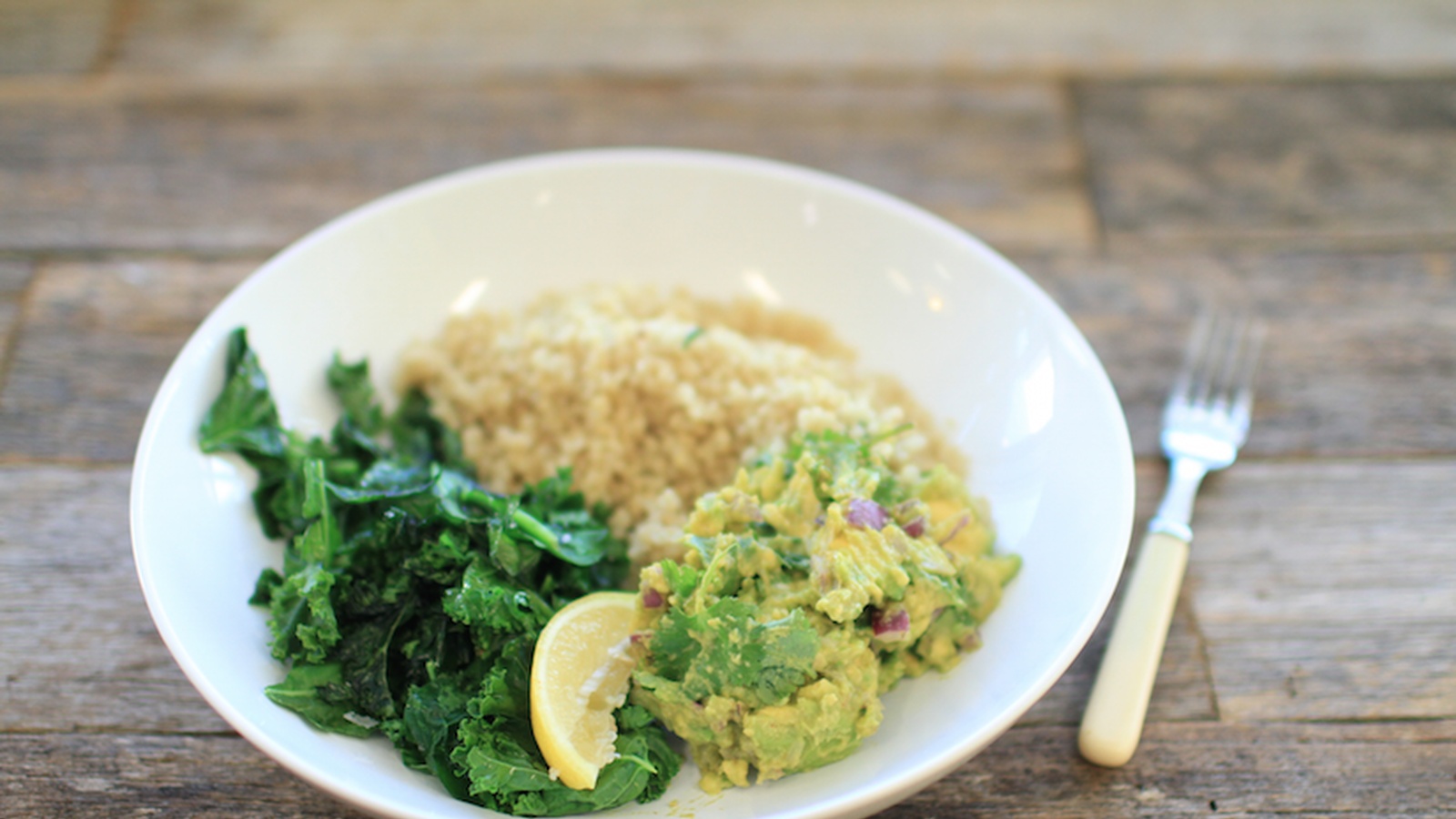 Smashed Avo With Quinoa & Sauteed Greens