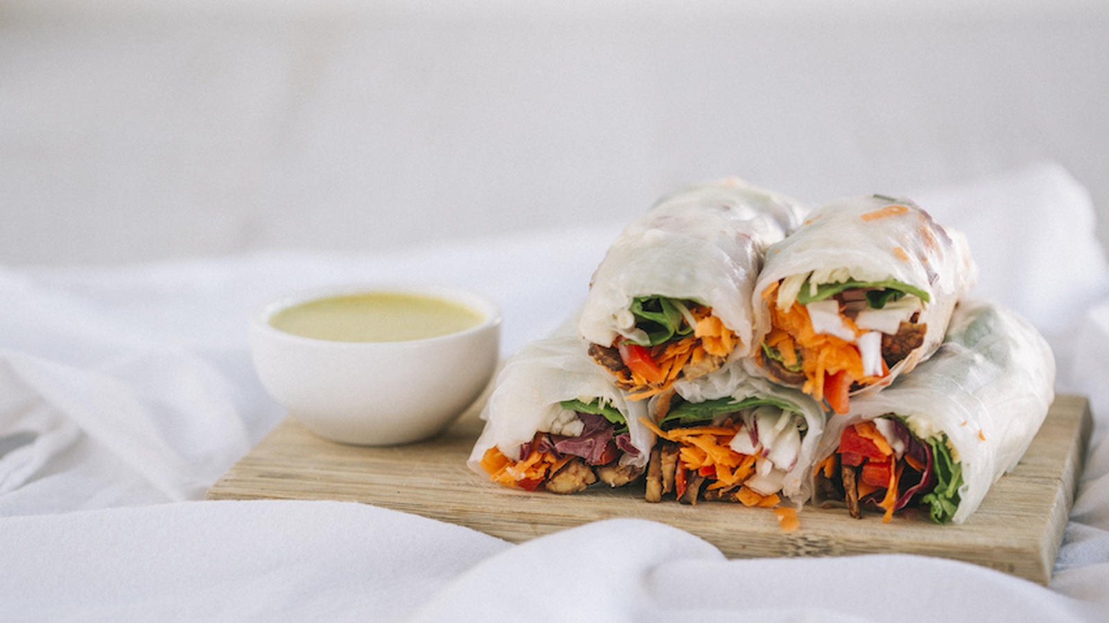 Tempeh Satay Sticks With Rice Paper Rolls