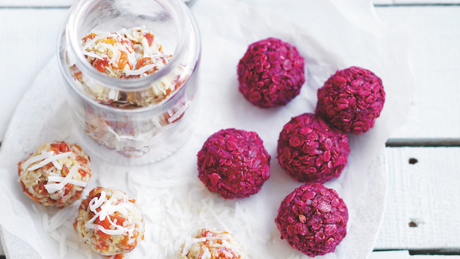 Raspberry Coconut Balls & Almond Tahini Balls