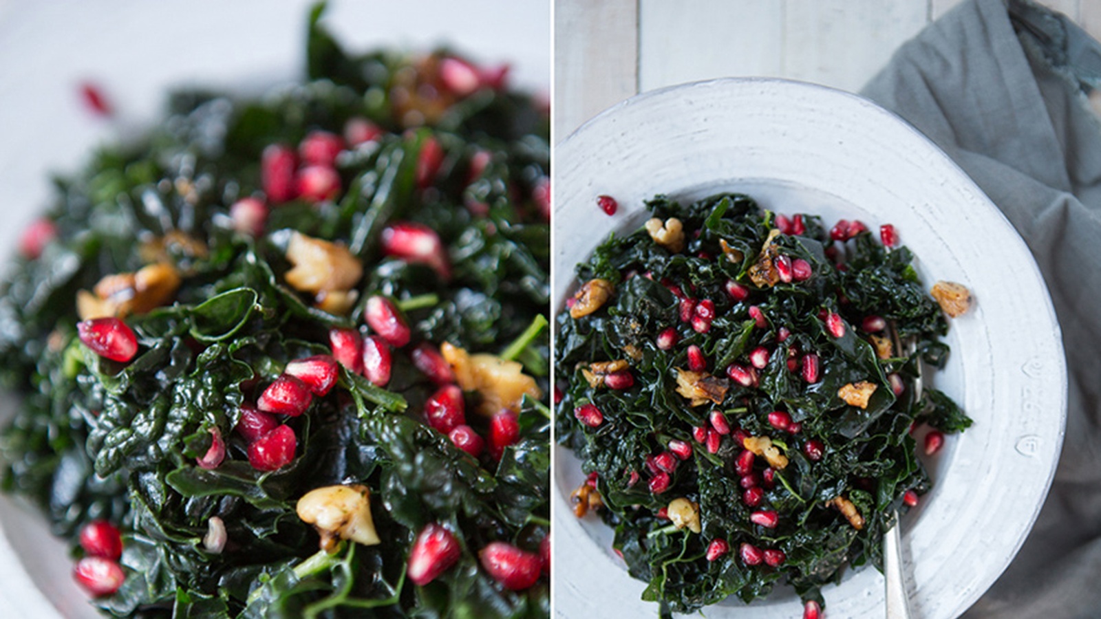 Pomegranate, Crunchy Walnut & Kale Salad