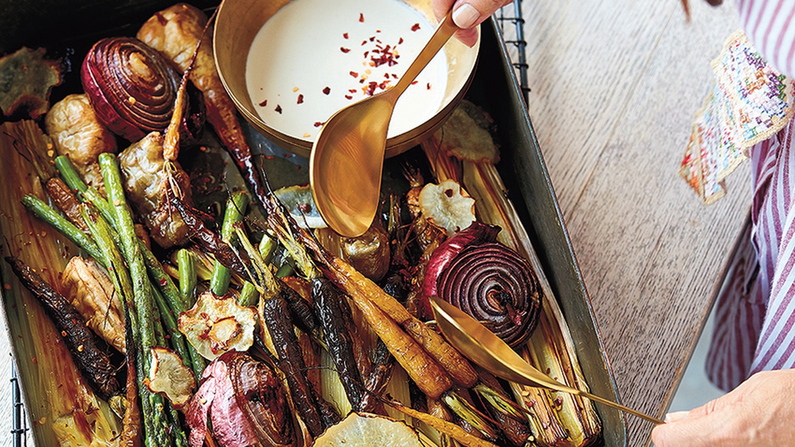 Prebiotic Tray Bake With Tahini Drizzle