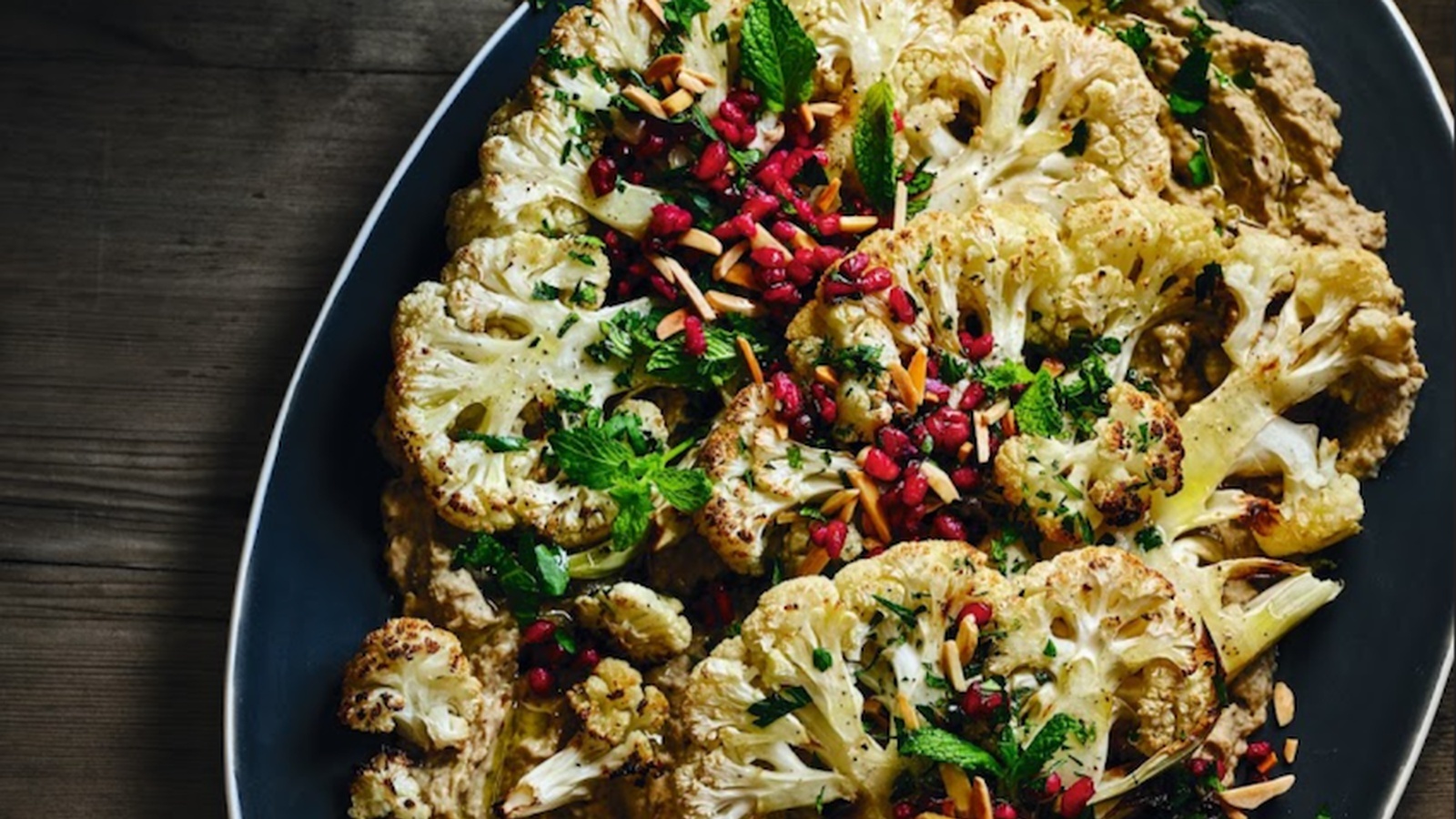 Cauliflower Steaks with Smoky Baba Ghanoush 