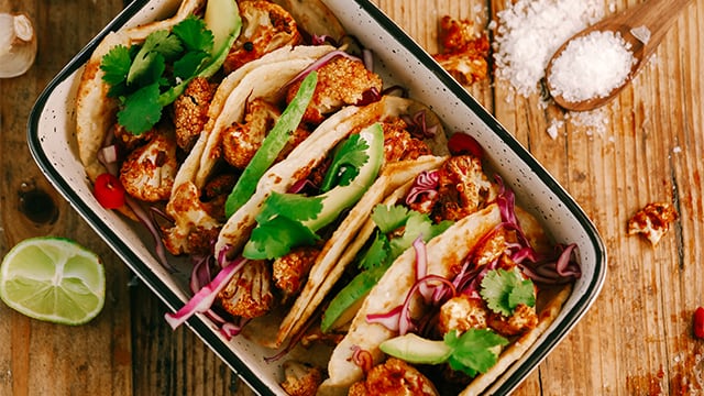 Crunchy Cauliflower Tacos with Zesty Slaw