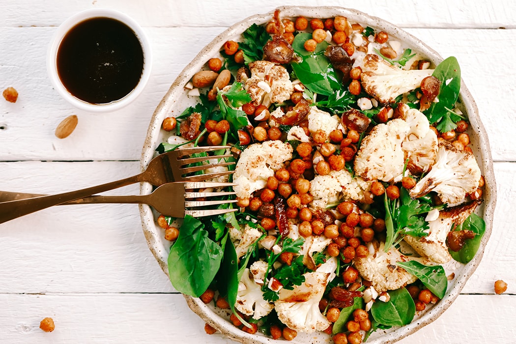 Roasted Cauliflower Salad with Lemon Tahini Dressing